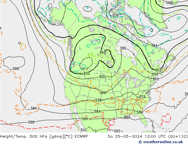 Z500/Yağmur (+YB)/Z850 ECMWF Cts 25.05.2024 12 UTC