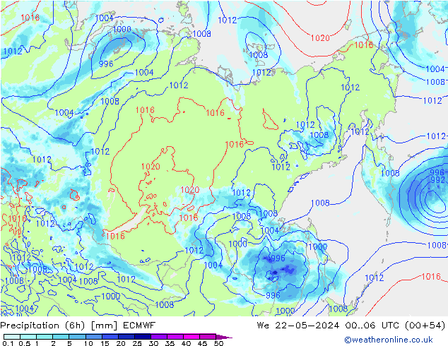 Z500/Rain (+SLP)/Z850 ECMWF Qua 22.05.2024 06 UTC