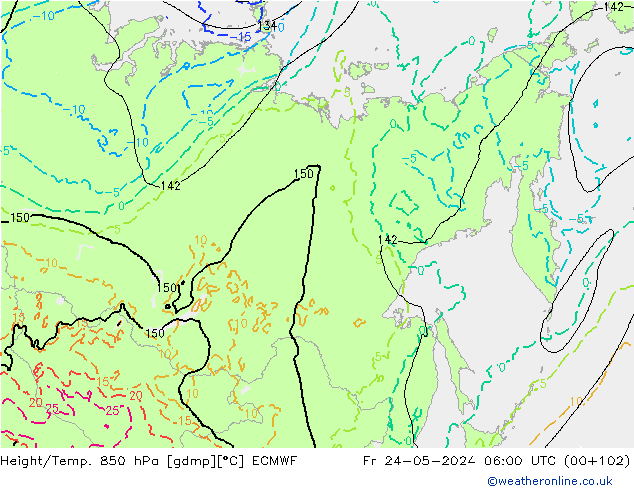 Z500/Rain (+SLP)/Z850 ECMWF Fr 24.05.2024 06 UTC