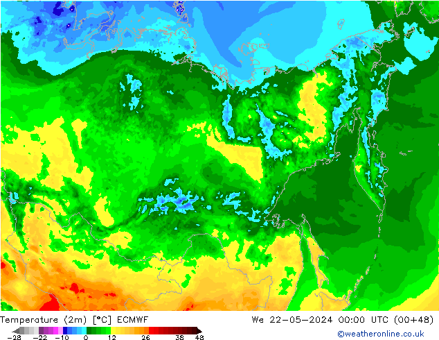 карта температуры ECMWF ср 22.05.2024 00 UTC