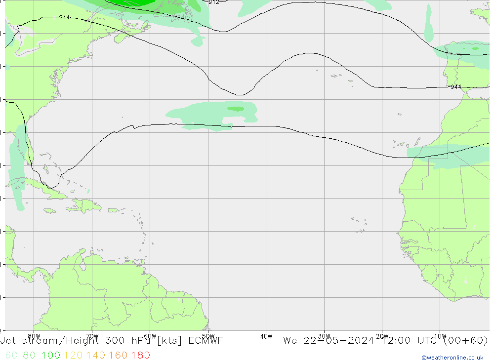 Prąd strumieniowy ECMWF śro. 22.05.2024 12 UTC