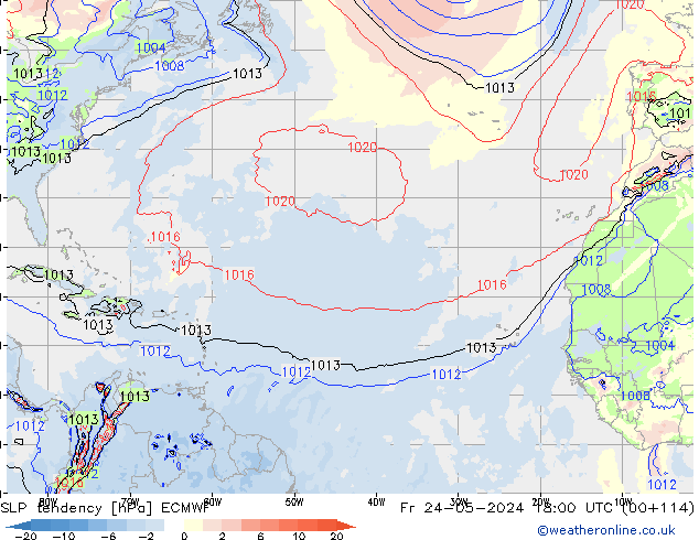 Tendenza di Pressione ECMWF ven 24.05.2024 18 UTC