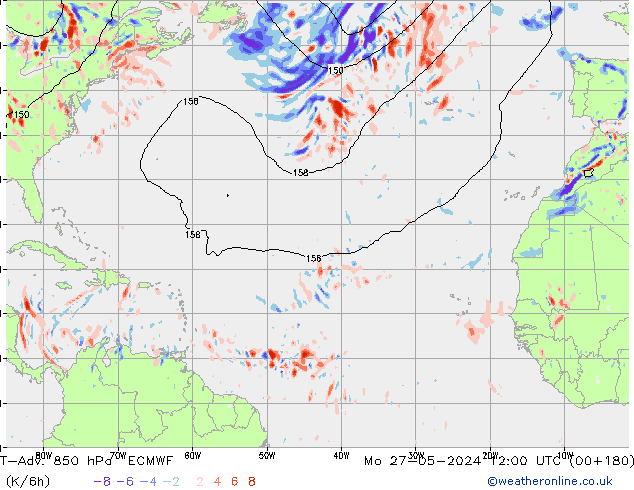 T-Adv. 850 hPa ECMWF ma 27.05.2024 12 UTC