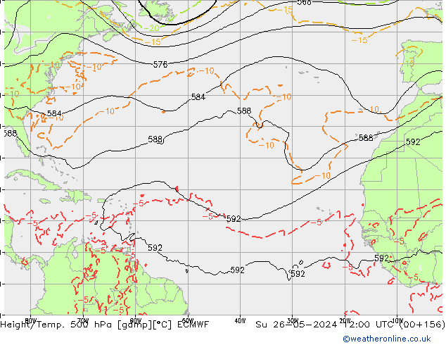 Z500/Rain (+SLP)/Z850 ECMWF Вс 26.05.2024 12 UTC