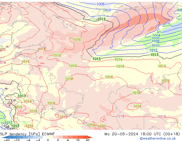 tendencja ECMWF pon. 20.05.2024 18 UTC