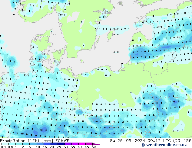 Précipitation (12h) ECMWF dim 26.05.2024 12 UTC