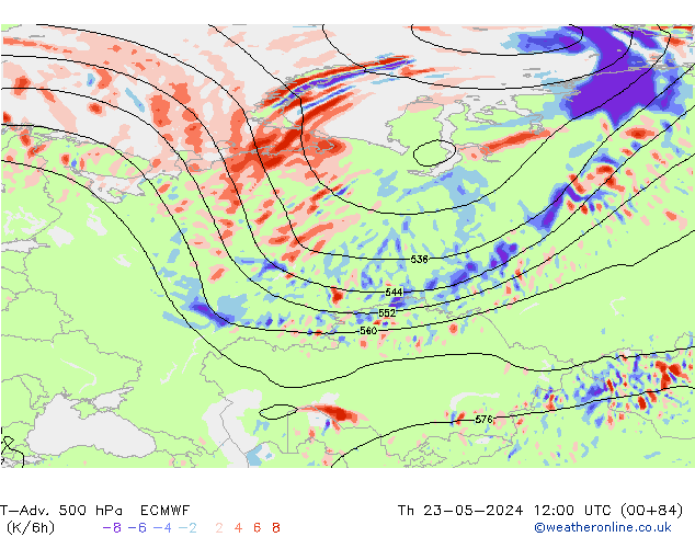 T-Adv. 500 hPa ECMWF gio 23.05.2024 12 UTC