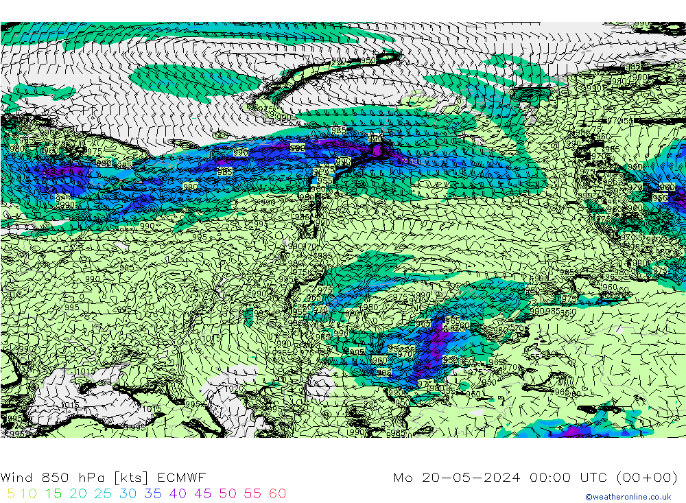 Wind 850 hPa ECMWF Mo 20.05.2024 00 UTC