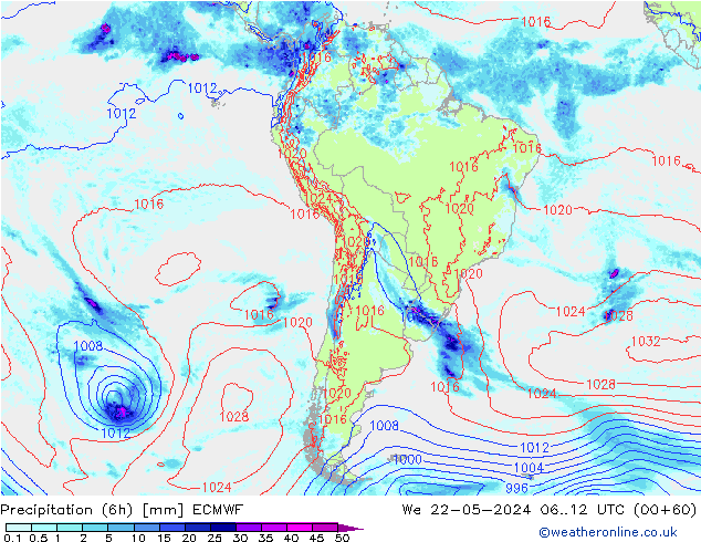 Z500/Regen(+SLP)/Z850 ECMWF wo 22.05.2024 12 UTC