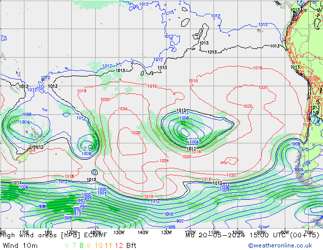High wind areas ECMWF Mo 20.05.2024 15 UTC