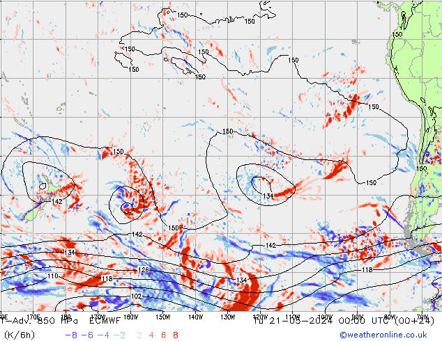 T-Adv. 850 hPa ECMWF di 21.05.2024 00 UTC