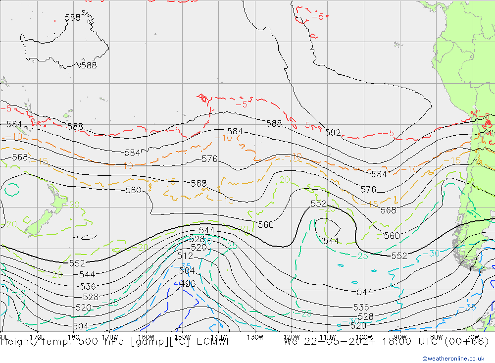 Yükseklik/Sıc. 500 hPa ECMWF Çar 22.05.2024 18 UTC