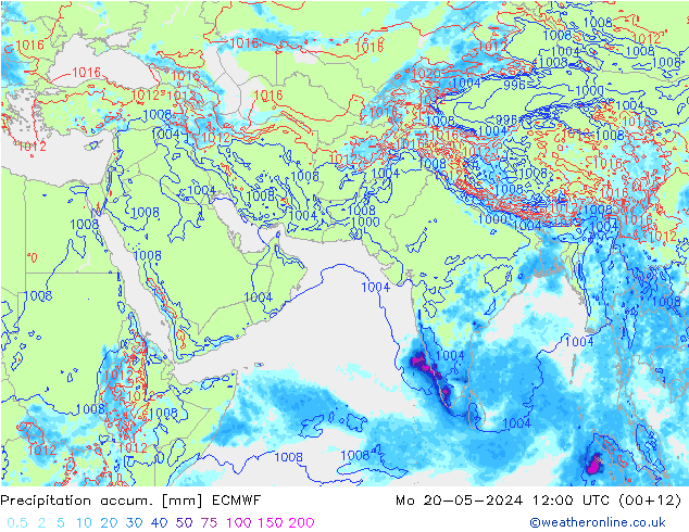 Toplam Yağış ECMWF Pzt 20.05.2024 12 UTC