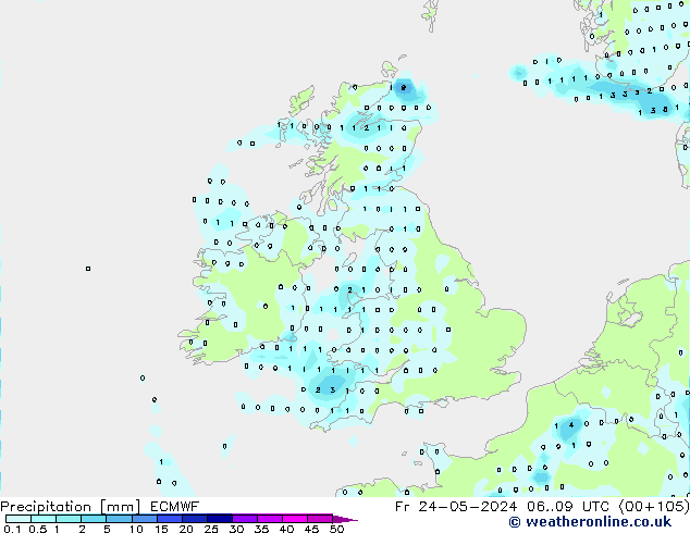 Yağış ECMWF Cu 24.05.2024 09 UTC