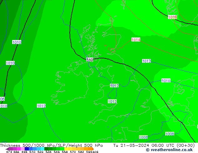 Thck 500-1000hPa ECMWF mar 21.05.2024 06 UTC