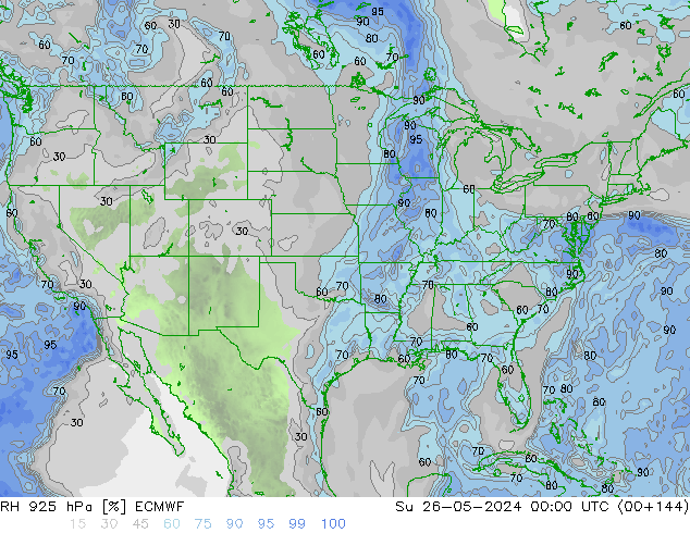 RH 925 hPa ECMWF Su 26.05.2024 00 UTC