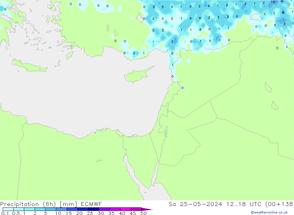 Precipitação (6h) ECMWF Sáb 25.05.2024 18 UTC