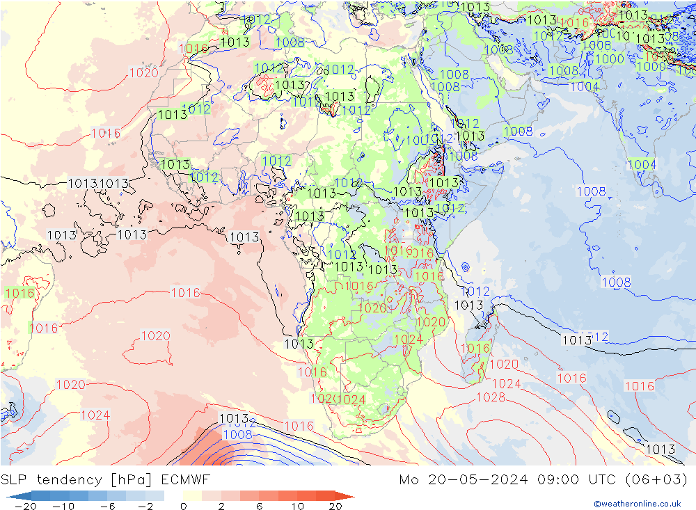 Tendencia de presión ECMWF lun 20.05.2024 09 UTC