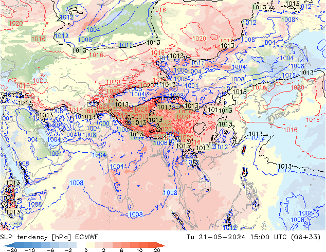 Tendencia de presión ECMWF mar 21.05.2024 15 UTC