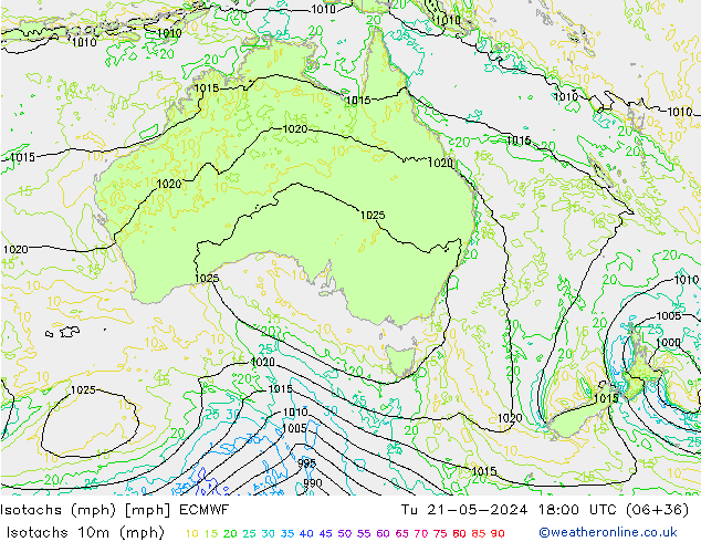 Isotaca (mph) ECMWF mar 21.05.2024 18 UTC