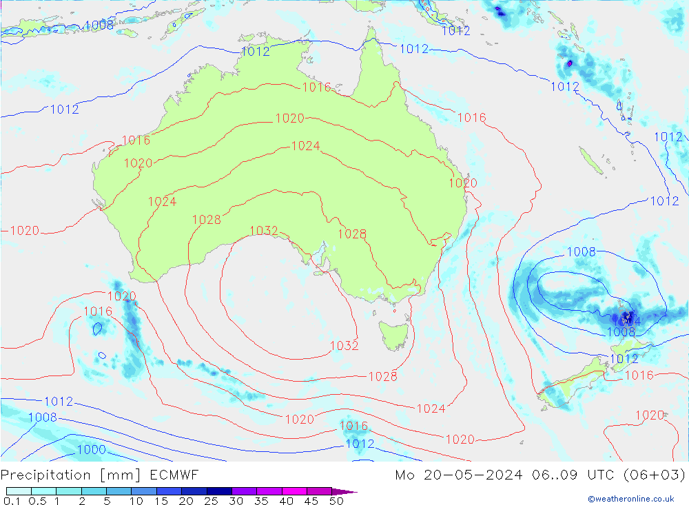 Precipitation ECMWF Mo 20.05.2024 09 UTC