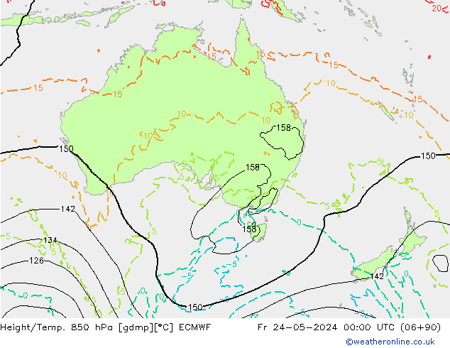 Hoogte/Temp. 850 hPa ECMWF vr 24.05.2024 00 UTC