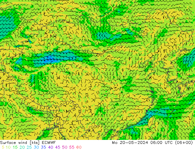 Wind 10 m ECMWF ma 20.05.2024 06 UTC