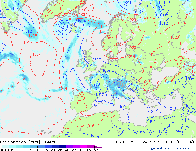 Precipitazione ECMWF mar 21.05.2024 06 UTC