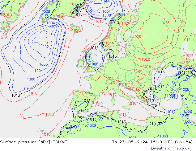 pressão do solo ECMWF Qui 23.05.2024 18 UTC
