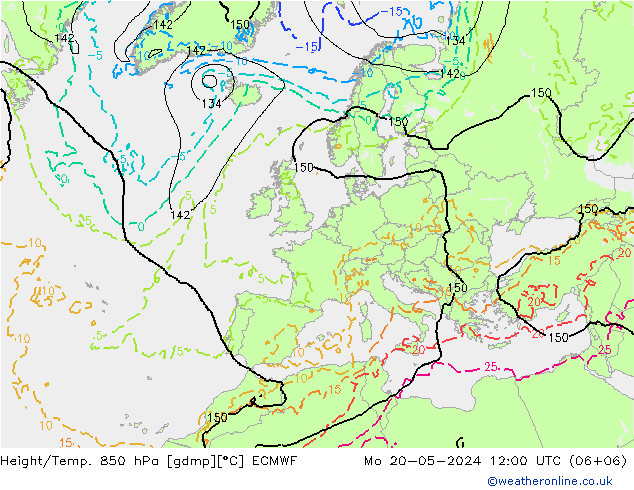 Z500/Rain (+SLP)/Z850 ECMWF  20.05.2024 12 UTC