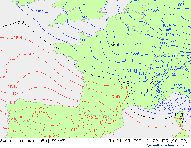 pression de l'air ECMWF mar 21.05.2024 21 UTC