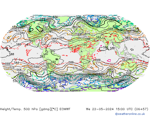Height/Temp. 500 hPa ECMWF  22.05.2024 15 UTC