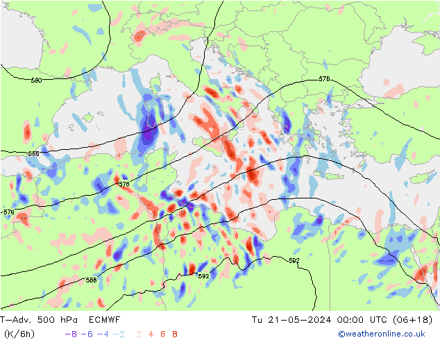 T-Adv. 500 hPa ECMWF mar 21.05.2024 00 UTC