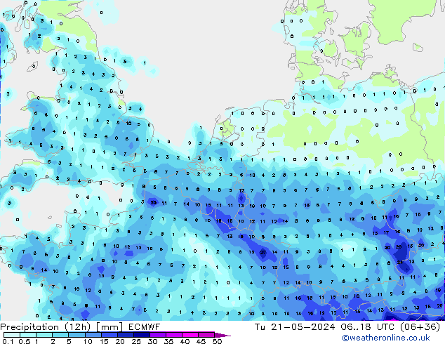Precipitazione (12h) ECMWF mar 21.05.2024 18 UTC
