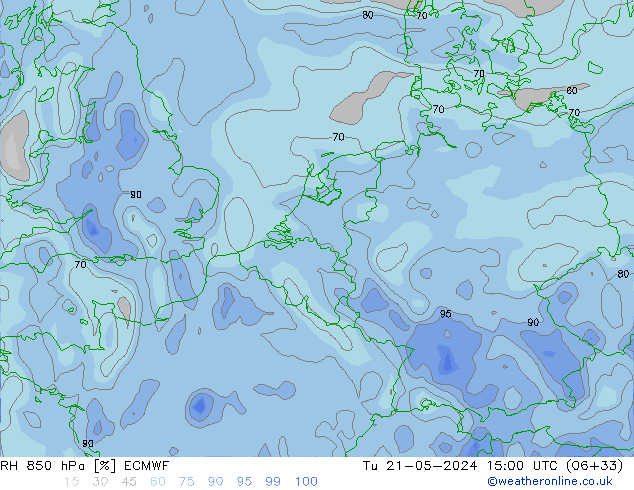 RH 850 hPa ECMWF  21.05.2024 15 UTC
