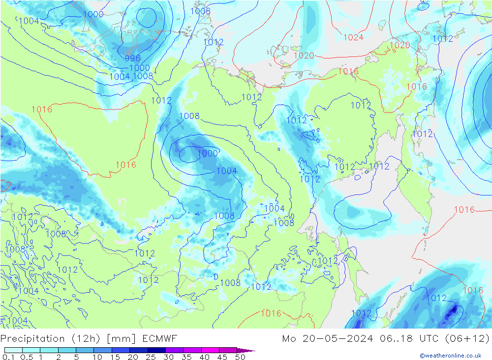 opad (12h) ECMWF pon. 20.05.2024 18 UTC