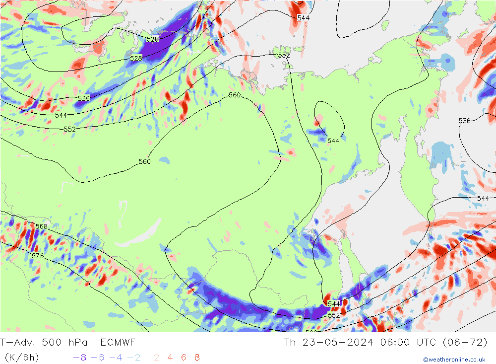 T-Adv. 500 hPa ECMWF gio 23.05.2024 06 UTC