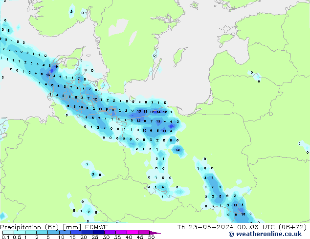 Z500/Rain (+SLP)/Z850 ECMWF Th 23.05.2024 06 UTC