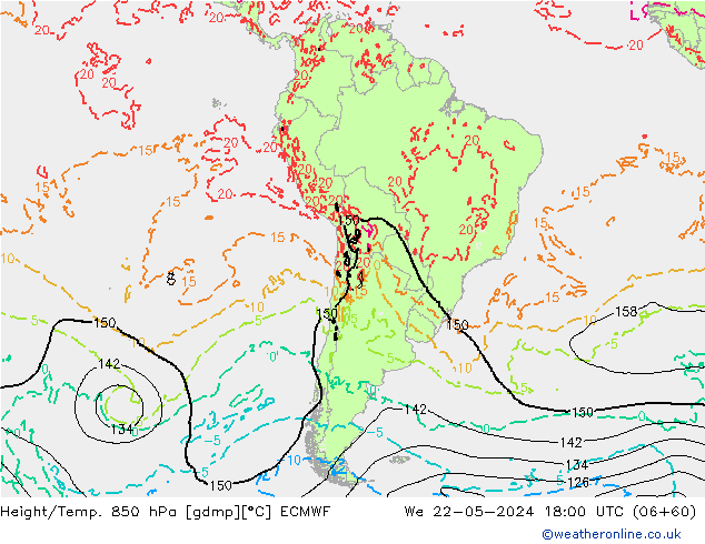 Z500/Rain (+SLP)/Z850 ECMWF Mi 22.05.2024 18 UTC