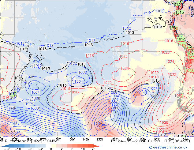 Tendance de pression  ECMWF ven 24.05.2024 00 UTC