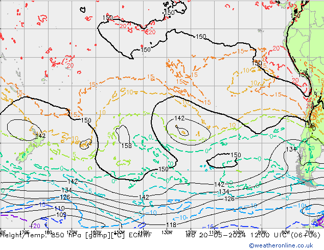Z500/Rain (+SLP)/Z850 ECMWF pon. 20.05.2024 12 UTC