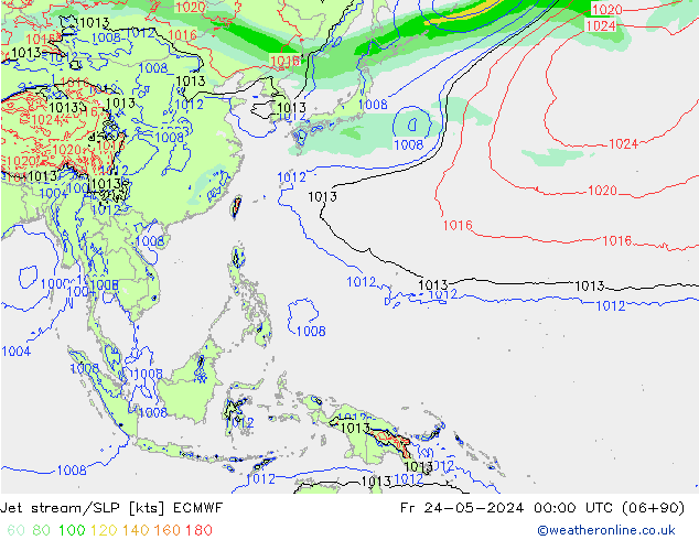 Polarjet/Bodendruck ECMWF Fr 24.05.2024 00 UTC