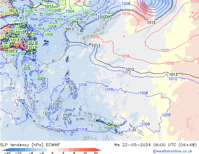 тенденция давления ECMWF ср 22.05.2024 06 UTC