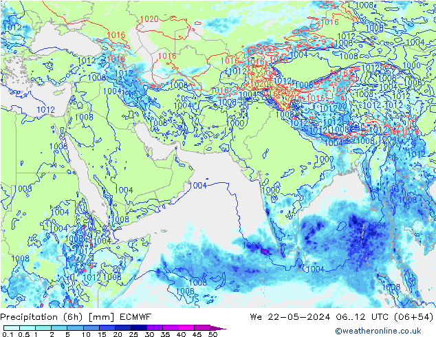 Z500/Rain (+SLP)/Z850 ECMWF mer 22.05.2024 12 UTC