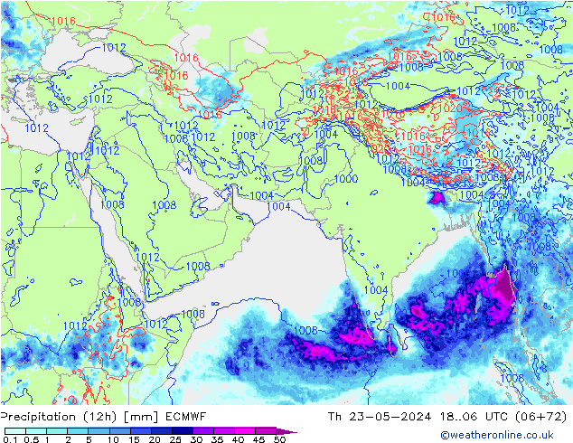Precipitazione (12h) ECMWF gio 23.05.2024 06 UTC