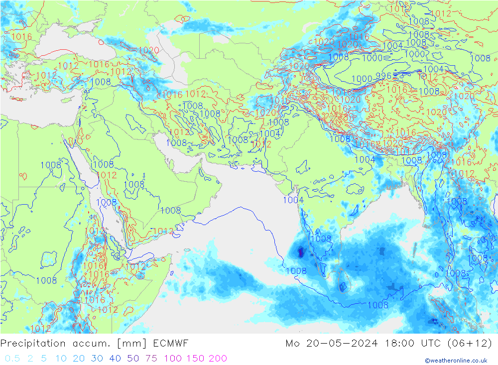 Toplam Yağış ECMWF Pzt 20.05.2024 18 UTC