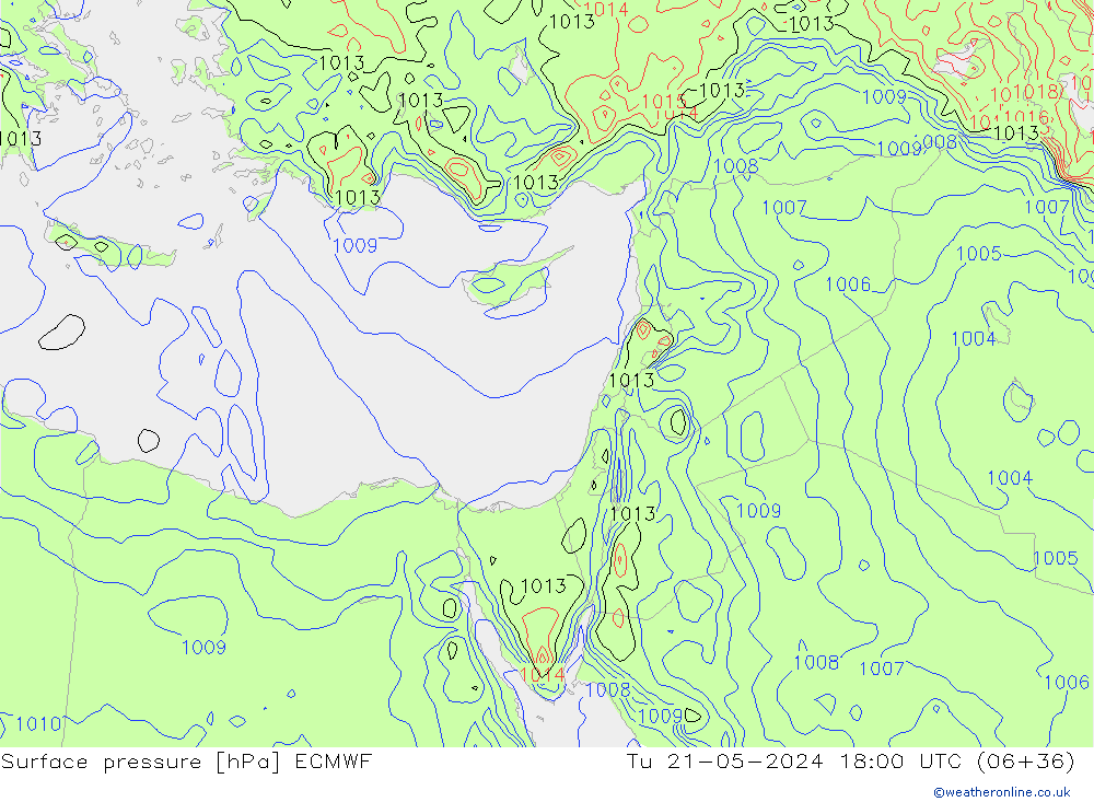 Luchtdruk (Grond) ECMWF di 21.05.2024 18 UTC