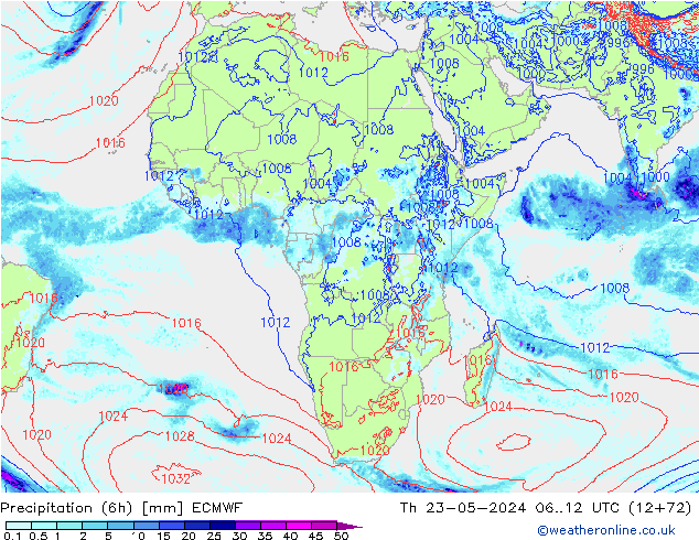 Yağış 6sa/Rüz. 10m/950 ECMWF Per 23.05.2024 12 UTC