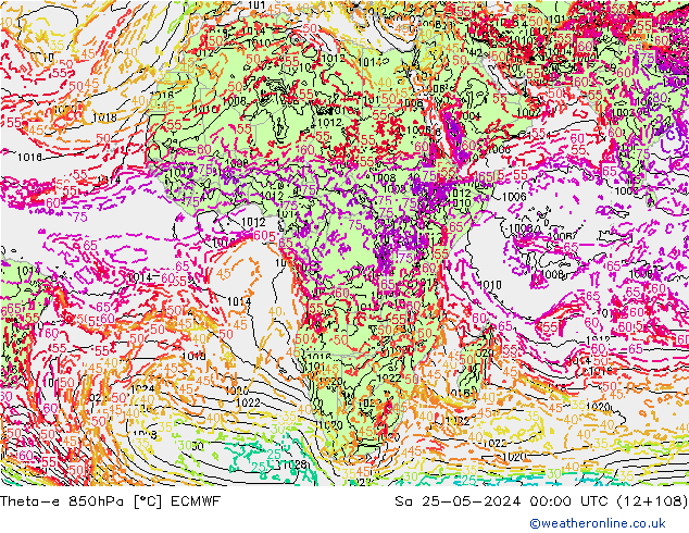 Theta-e 850hPa ECMWF sáb 25.05.2024 00 UTC