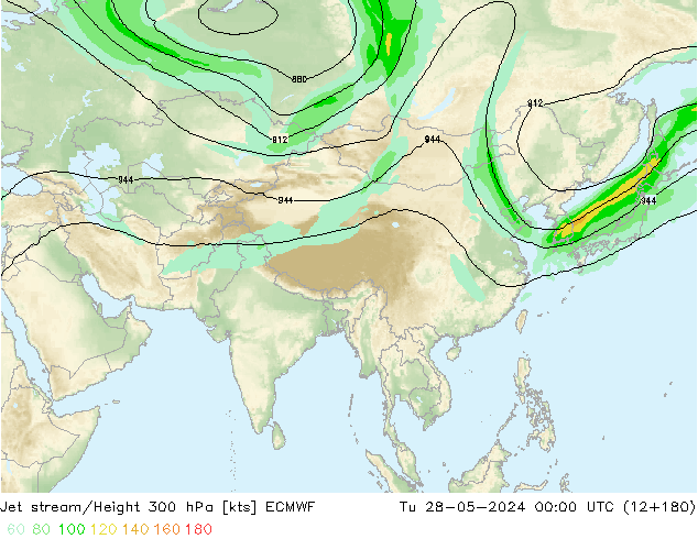 Straalstroom ECMWF di 28.05.2024 00 UTC
